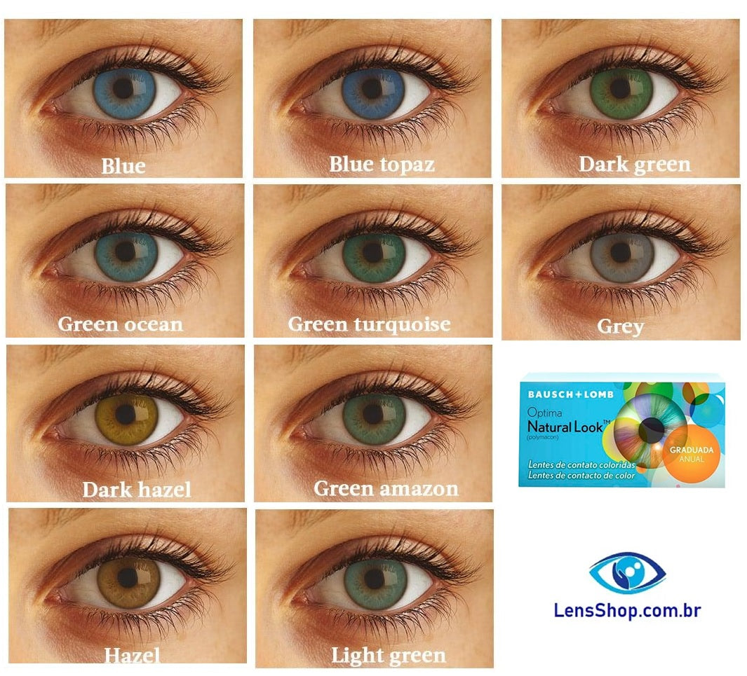 Lentes de Contato Coloridas Optima Natural Look com Grau - 10 Cores Disponíveis